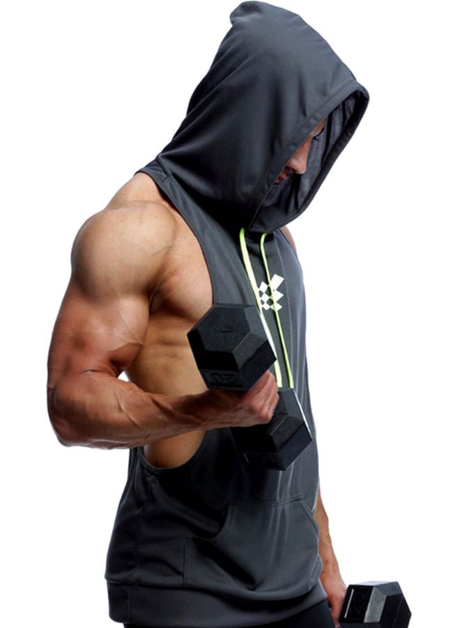 Hooded Neck Training Vest Grey