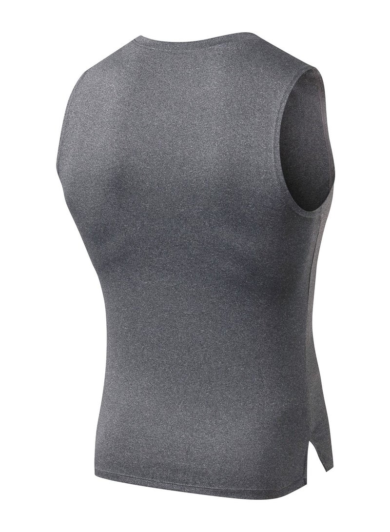 Men Quick Dry Breathable Elastic Vest Grey