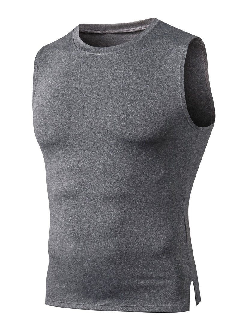 Men Quick Dry Breathable Elastic Vest Grey