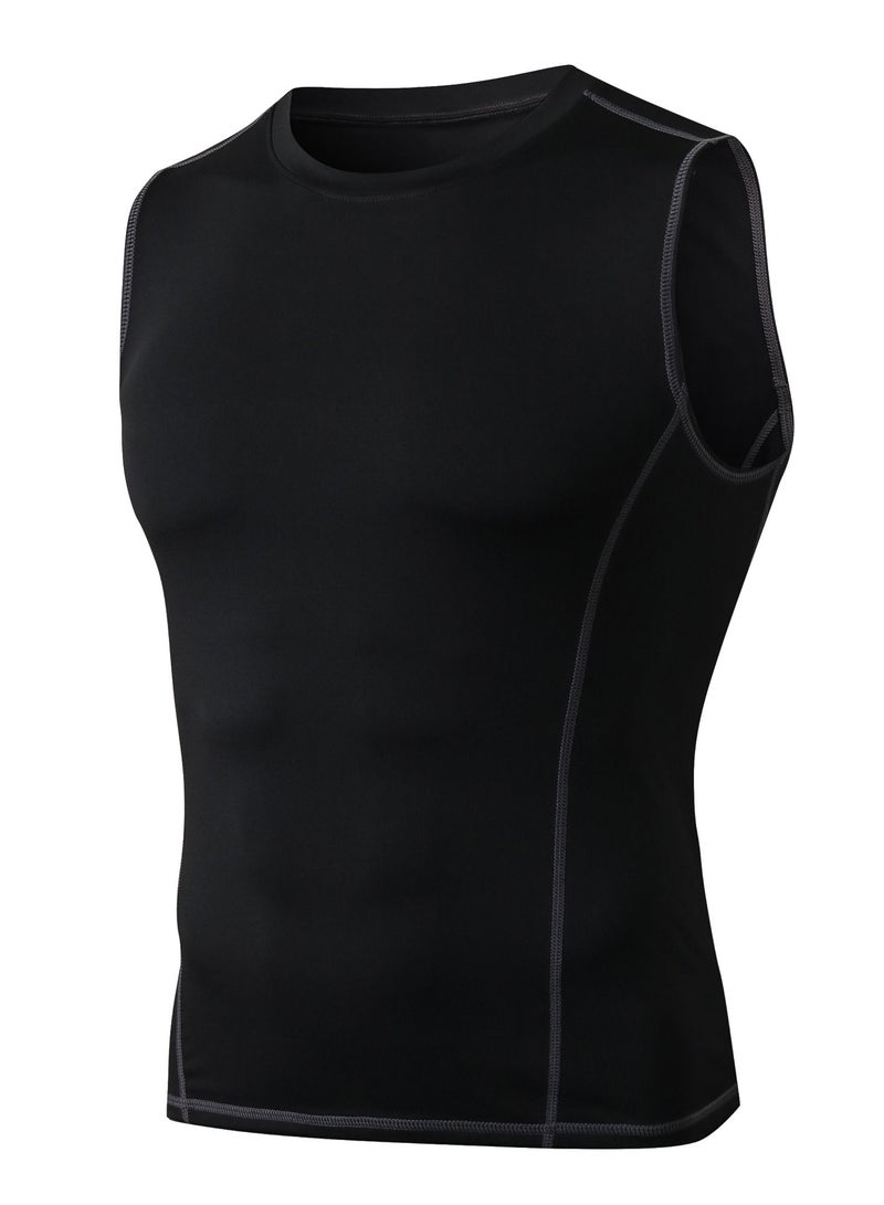 Men Quick Dry Breathable Elastic Vest Black