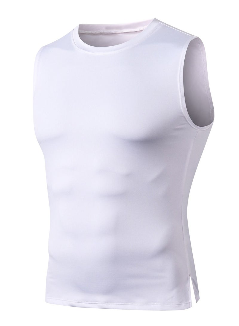 Men Quick Dry Breathable Elastic Vest White