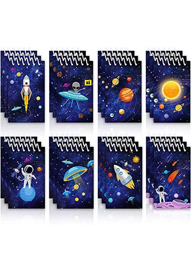 24 Pieces Outer Space Galaxy Mini Notepads Science Astronaut Rocket Memo Spiral Tiny Notebooks Teacher Classroom Reward Supply For Boys Girls Solar System Planet Birthday Theme Party Favor