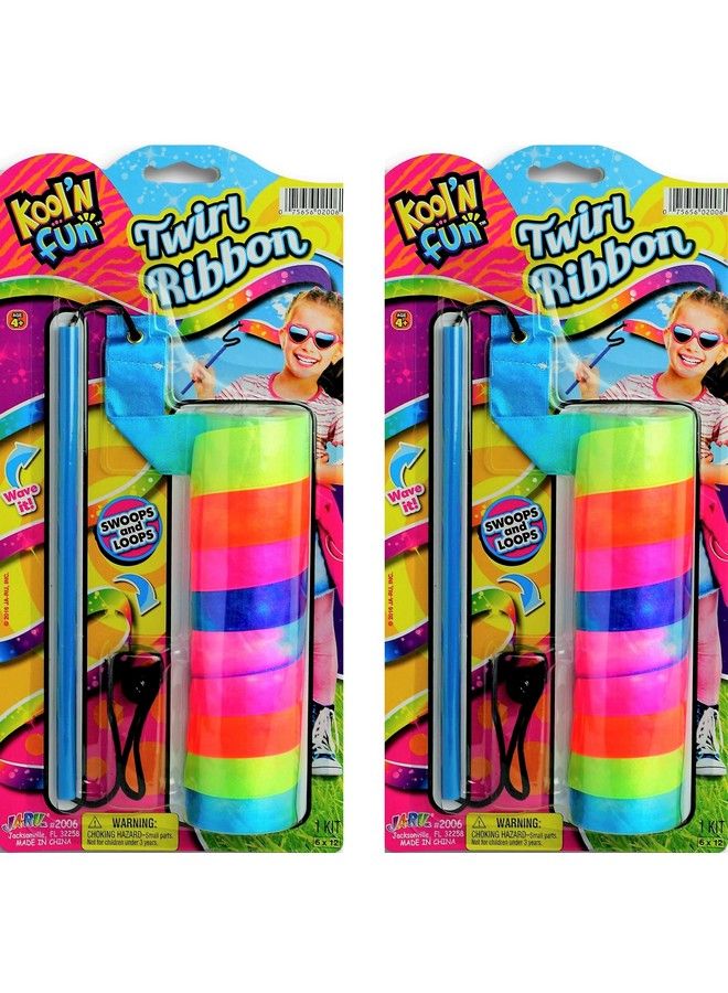 Ribbon Wands Ribbon On A Stick (2 Packs) Dance Twirling Ribbon Rod With Adjustable String Streamer. Rainbow Colors Toys For Girls Party Favors Supplies Fidget Toy Gymnastic Toy 20062S