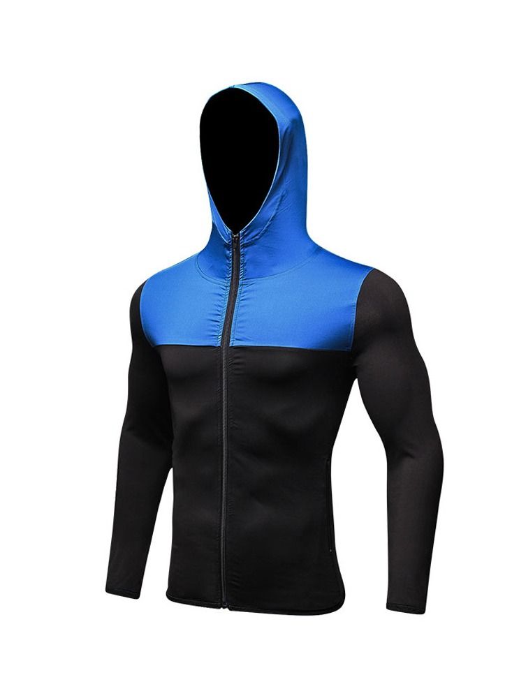 Men Quick Dry Breathable Running Tracksuit Black/Blue