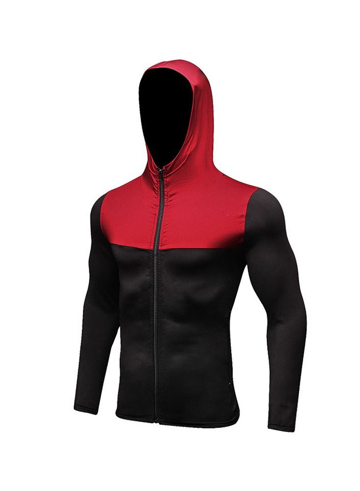 Men Quick Dry Breathable Running Tracksuit Black/Red