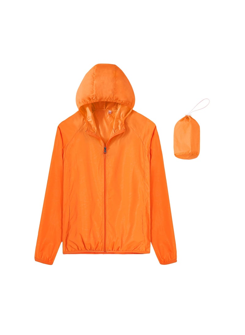 Men Quick Dry Breathable Elastic Coat wIth Bag Orange