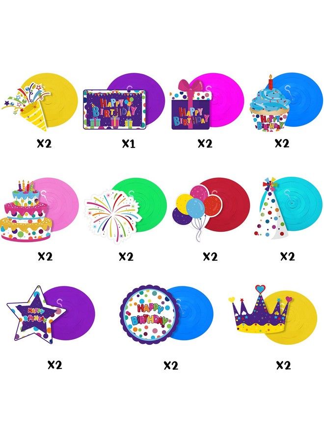 30 Pieces Happy Birthday Hanging Swirl Decorations Colorful Cupcake Balloons Sign Foil Swirls Ceiling Decor For Boys Girls Kids Birthday Party Rainbow Party Coworkersbirthday Baby Shower