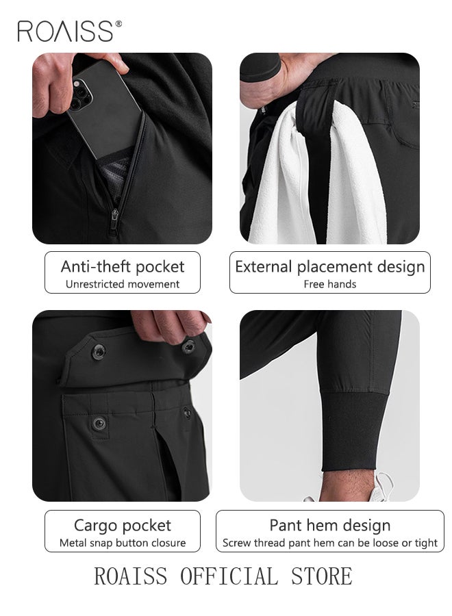 Men's Casual Trousers European Style Trend Quick-Drying Drawstring Pants Multi-pocket for Men Sports Trousers Spring and Autumn