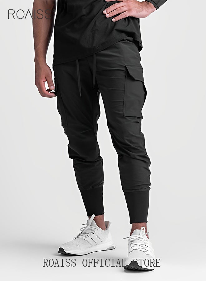 Men's Casual Trousers European Style Trend Quick-Drying Drawstring Pants Multi-pocket for Men Sports Trousers Spring and Autumn