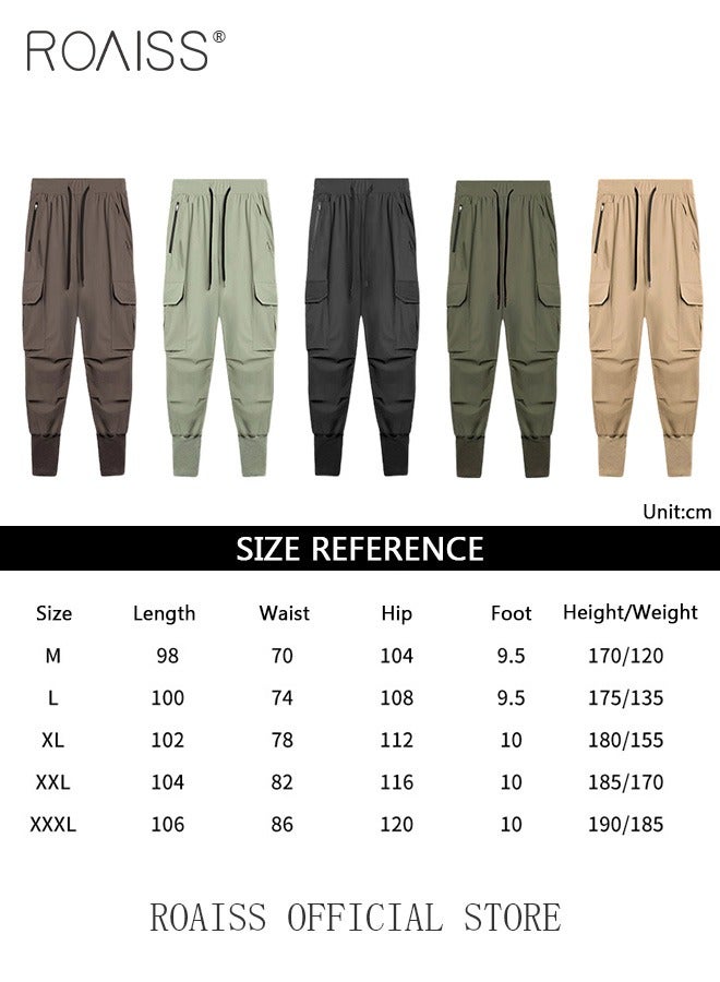 Men's Casual Trousers European Style Trend Quick-Drying Drawstring Pants Multi-pocket for Men Sports Trousers Spring and Autumn