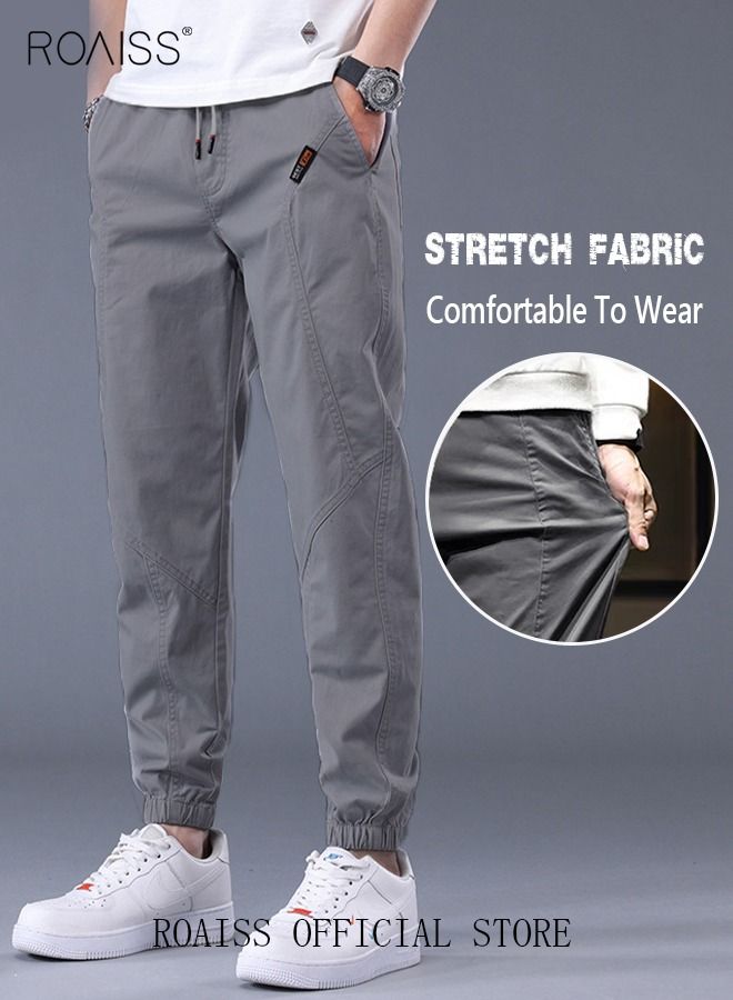 Men's Cargo Pants Casual Pants Made of Pure Cotton with Elastic Drawstring Suitable for Various Body Types Simple and Trendy