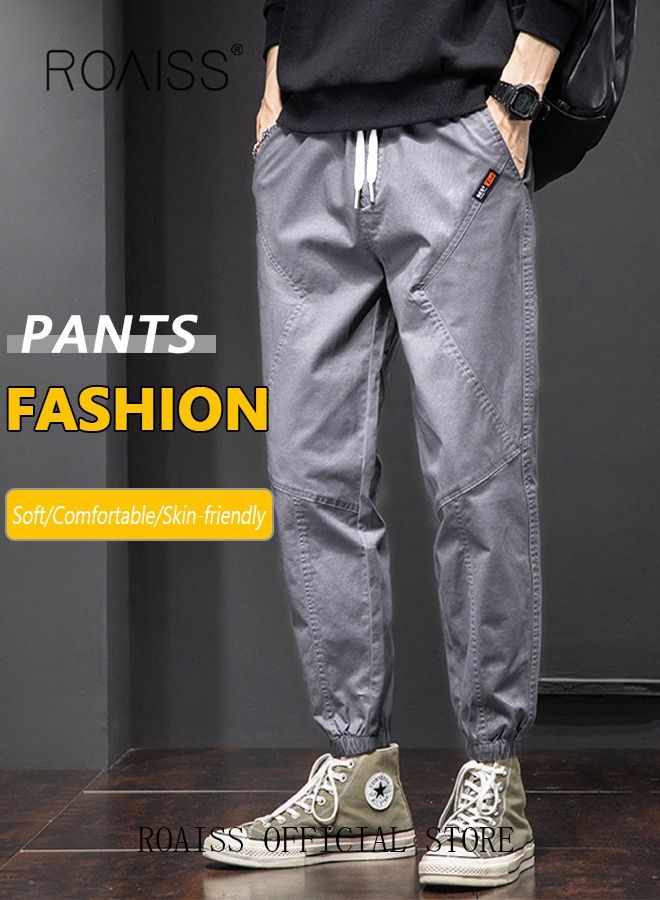 Men's Cargo Pants Casual Pants Made of Pure Cotton with Elastic Drawstring Suitable for Various Body Types Simple and Trendy