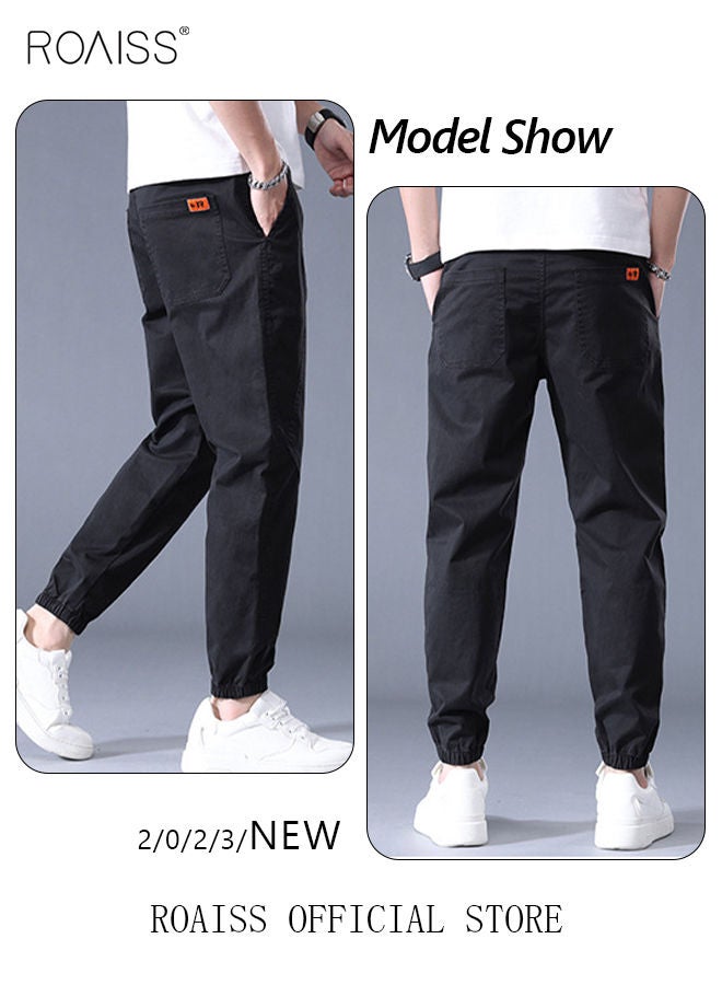 Men's Cargo Pants Casual Pants Made of Pure Cotton with Elastic Drawstring Suitable for Various Body Types Simple and Trendy