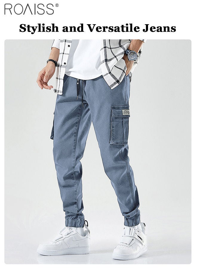 Men's Cargo Pants Casual Pants Loose Fit Jeans Ankle-Tied with Elastic Drawstring Suitable for Various Body Types