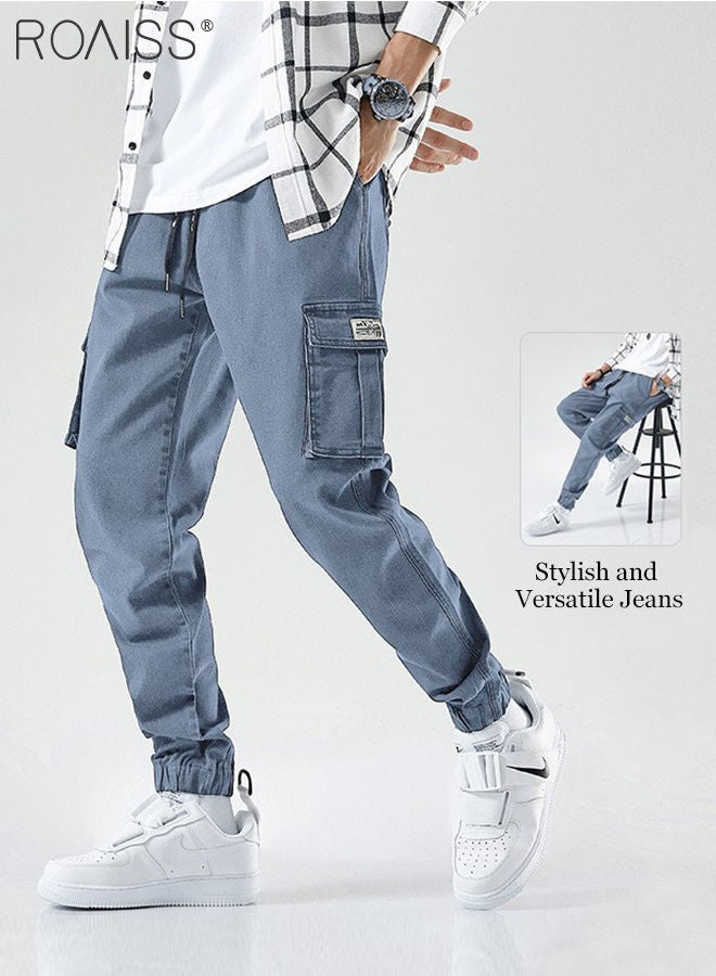 Men's Cargo Pants Casual Pants Loose Fit Jeans Ankle-Tied with Elastic Drawstring Suitable for Various Body Types