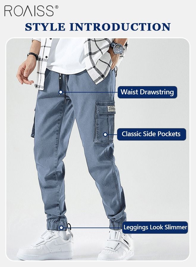 Men's Cargo Pants Casual Pants Loose Fit Jeans Ankle-Tied with Elastic Drawstring Suitable for Various Body Types