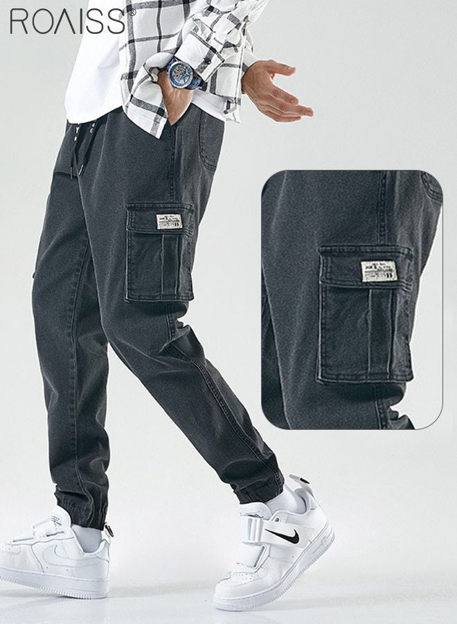 Men's Cargo Pants Casual Pants Loose Fit Jeans Ankle-Tied with Elastic Drawstring Suitable for Various Body Types