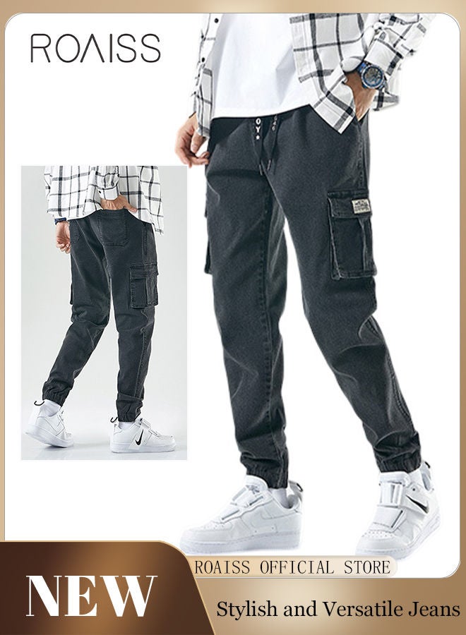 Men's Cargo Pants Casual Pants Loose Fit Jeans Ankle-Tied with Elastic Drawstring Suitable for Various Body Types