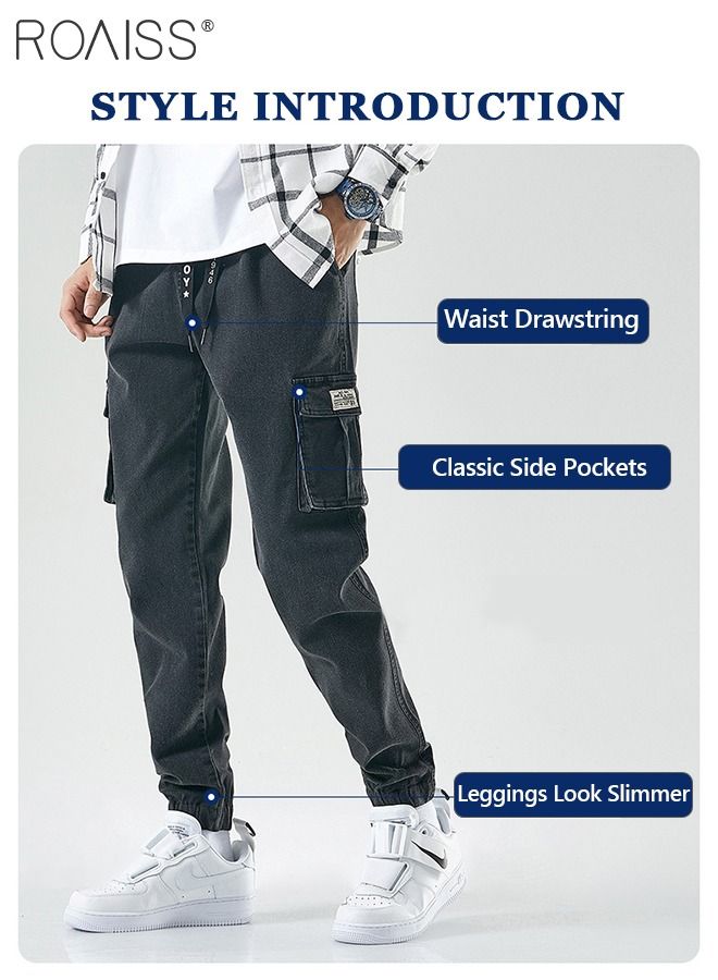 Men's Cargo Pants Casual Pants Loose Fit Jeans Ankle-Tied with Elastic Drawstring Suitable for Various Body Types