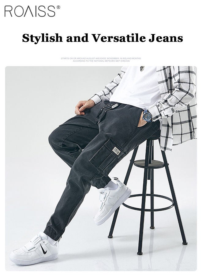 Men's Cargo Pants Casual Pants Loose Fit Jeans Ankle-Tied with Elastic Drawstring Suitable for Various Body Types