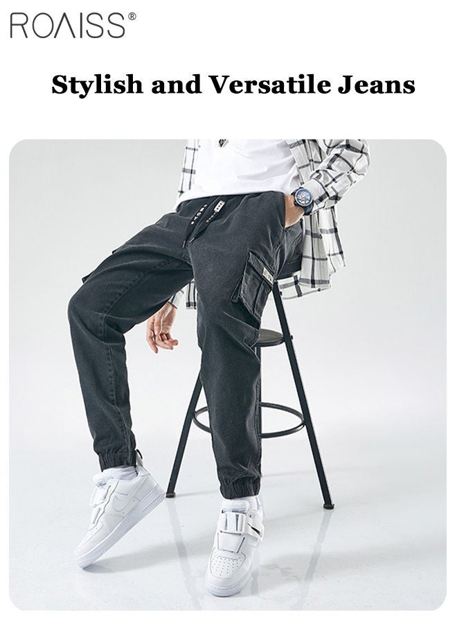 Men's Cargo Pants Casual Pants Loose Fit Jeans Ankle-Tied with Elastic Drawstring Suitable for Various Body Types