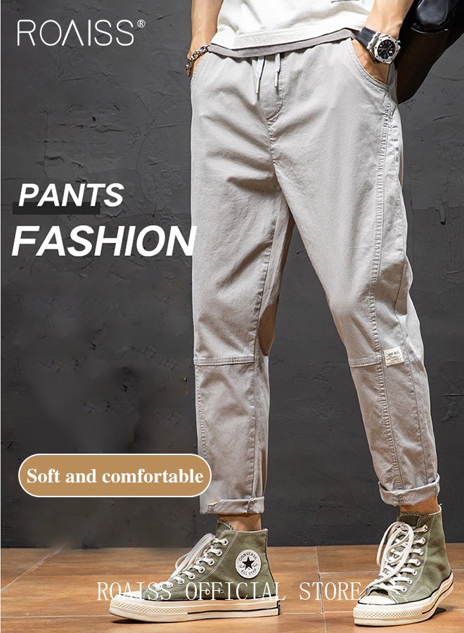 Men Fashionable and Comfortable Cotton Cargo Pants Loose Fit Joggers with Cuffed Ankles Ideal for Sports and Casual Wear