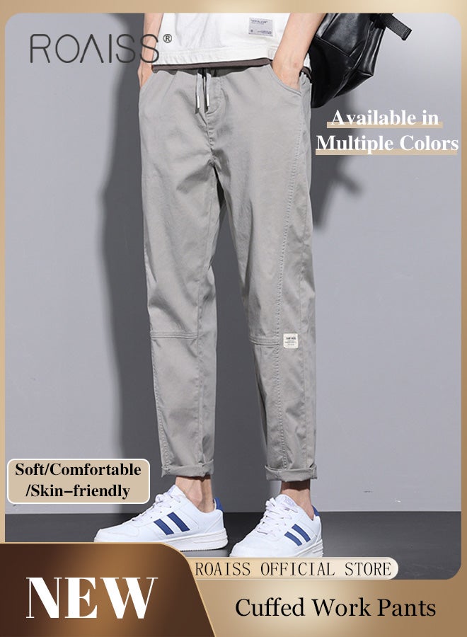 Men Fashionable and Comfortable Cotton Cargo Pants Loose Fit Joggers with Cuffed Ankles Ideal for Sports and Casual Wear