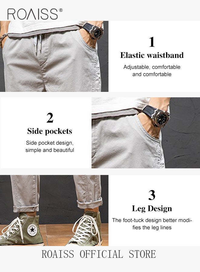 Men Fashionable and Comfortable Cotton Cargo Pants Loose Fit Joggers with Cuffed Ankles Ideal for Sports and Casual Wear