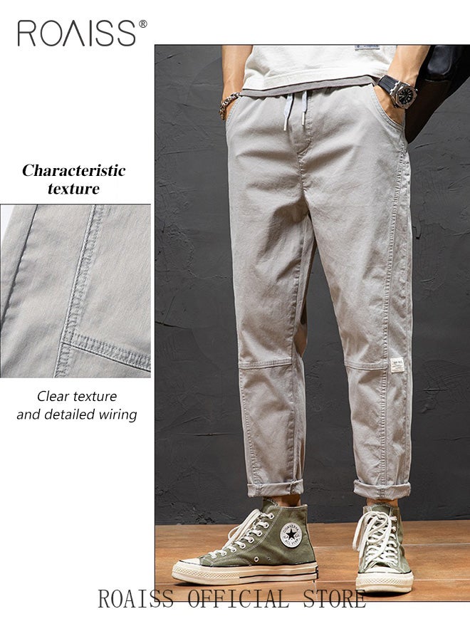 Men Fashionable and Comfortable Cotton Cargo Pants Loose Fit Joggers with Cuffed Ankles Ideal for Sports and Casual Wear