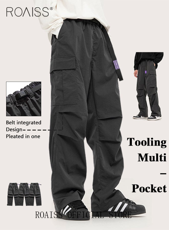 Men's Straight Leg Cargo Pants Outdoor Pants Straight-Leg Cargo Paratrooper Pants Casual Sports Pants Flat-Cut Pants Suitable for Casual Hiking Outdoor Apparel