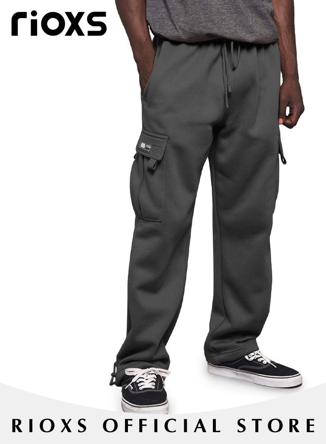 Men's Cargo Pants, Relaxed Fit Drawstring Elastic Waist Joggers, Comfy Hiking Sweatpants For Men, Breathable Sports Athletic Trousers With Multiple Pockets, Stretch Loose Trousers For Go-out Travel Or Daily Wear