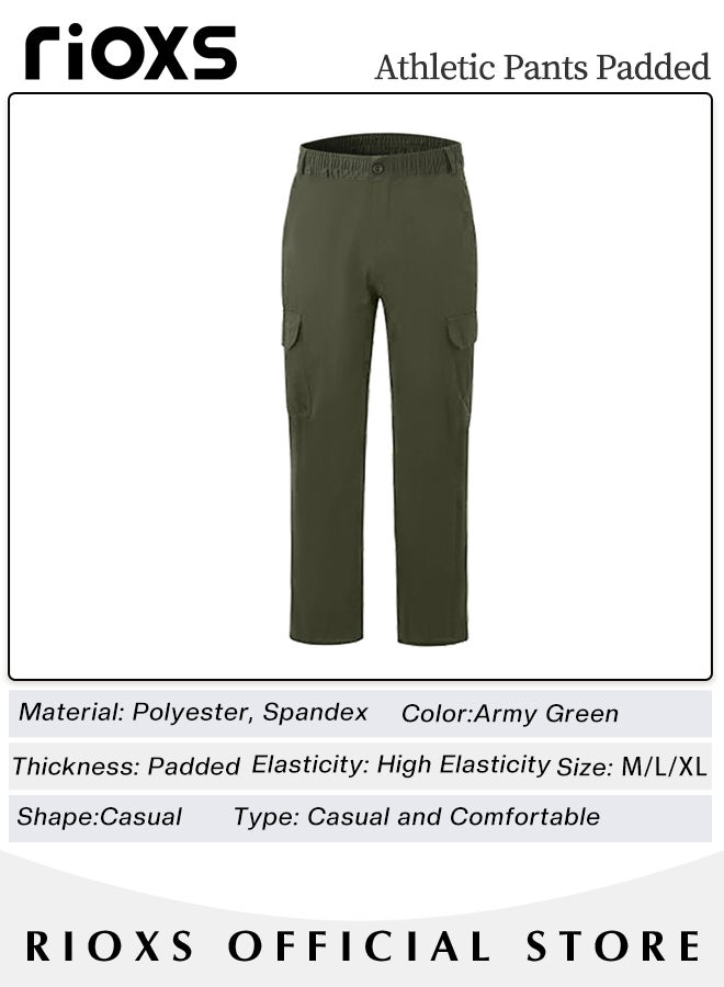 Men's Cargo Pants, Casual Work Pants With Pockets, Cotton Hiking Sweatpants For Men, Mes Athletic Jogger Sports Outdoor Trousers, Relaxed Fit Joggers Pants, Open Bottom Drawstring Trousers