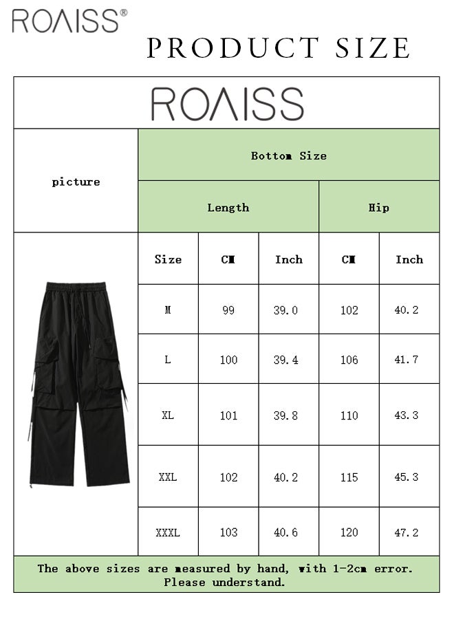 Men Cargo Pants Ribbon Hip Hop Jogging Pants Male Casual Streetwear Harem Trousers Pockets New Elastic Waist Sweatpants