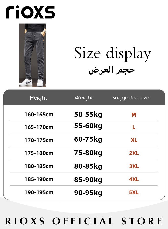 Men's Denim Pants,Slim Fit Jeans With Tight Legs For Men,Teens Harlan Casual Long Pants,Elastic Waist Jeans,Drawstring Denim Pants With 4 Pockets,Comfy Mid-Rise Trousers For Daily Wear