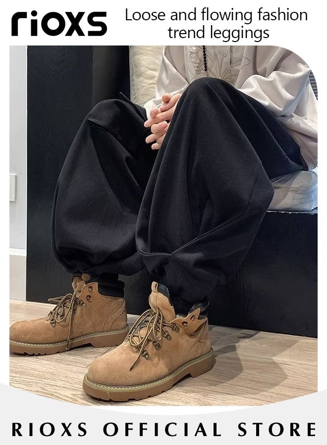 Men's Loose Cargo Pants, Elastic Waist Drawstring Jogger Pants with 3 Pockets, Fashionable Baggy Pants, Unique Comfortable Hip-hop Trousers, Ultimate Choice for Streetwear Enthusiasts, Suitable for Hip-hop, Sports, Street, Daily life or Any Casual Wear