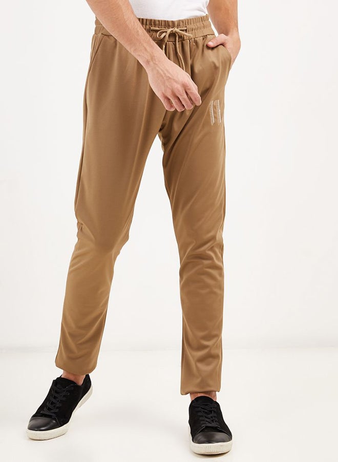 Solid Design Drawstring Sweatpants Beige