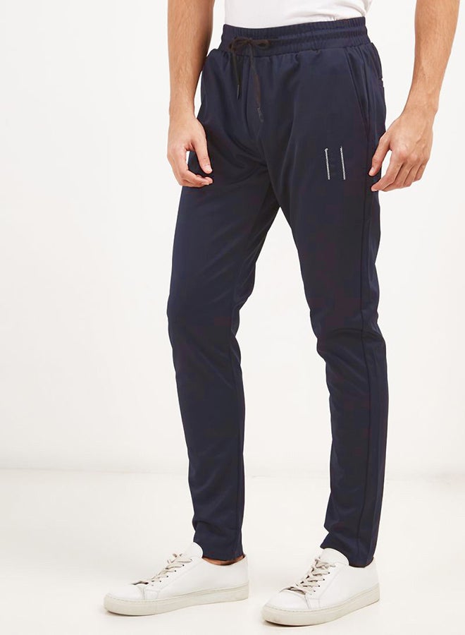 Solid Design Drawstring Sweatpants Blue