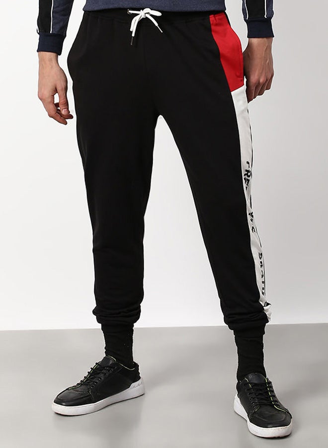 Regular Fit Joggers White Printed/Black