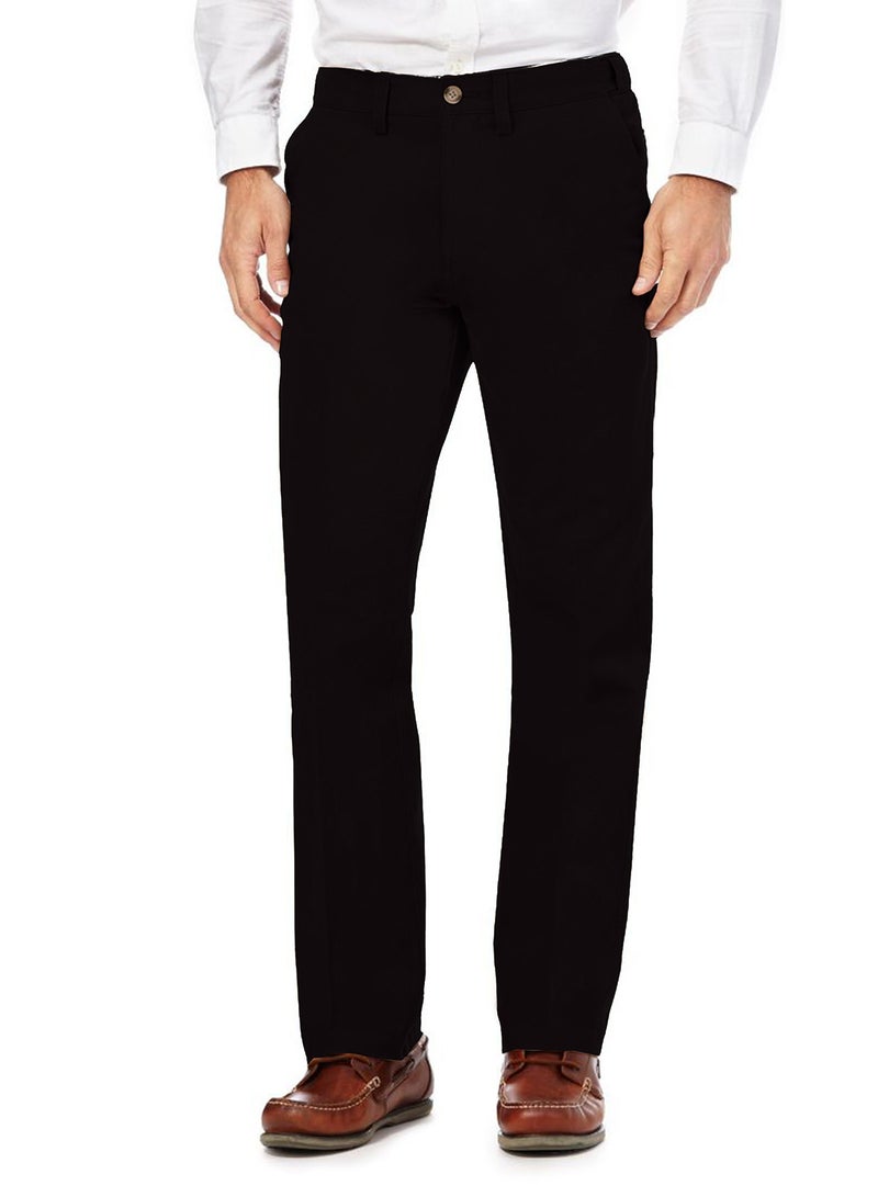 Solid Pattern Mid Rise Formal Pants Black