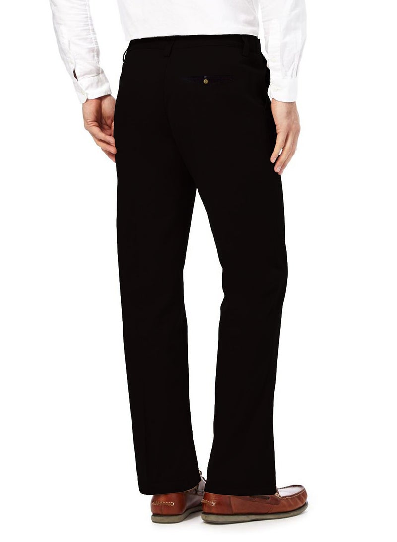 Solid Pattern Mid Rise Formal Pants Black