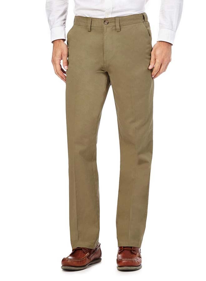 Solid Formal Pants With Side Pockets Khaki