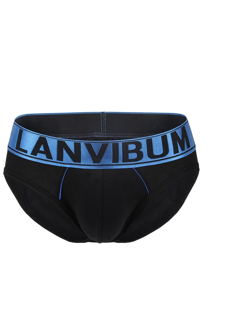 Cotton Hong Kong Style Simple Low Waist Big Bag Briefs For Men Black