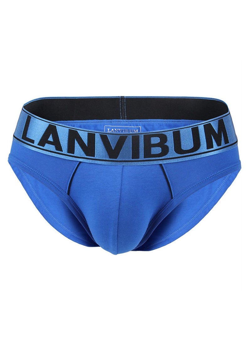 Cotton Hong Kong Style Simple Low Waist Big Bag Briefs For Men Blue