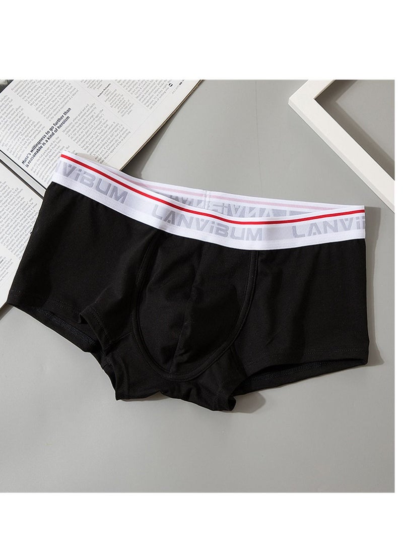 Student Youth Mid - Waist Cotton Boxers  Black