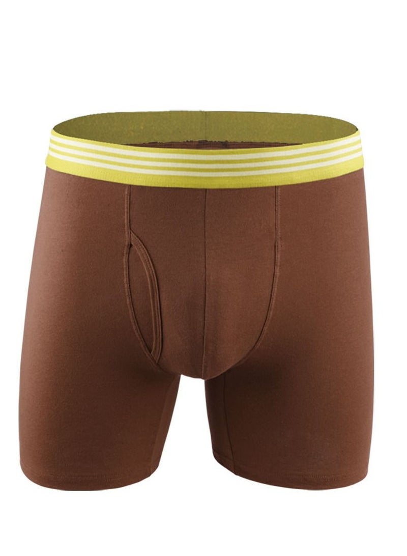 Men Breathable Underwear Boxer Brief Brown