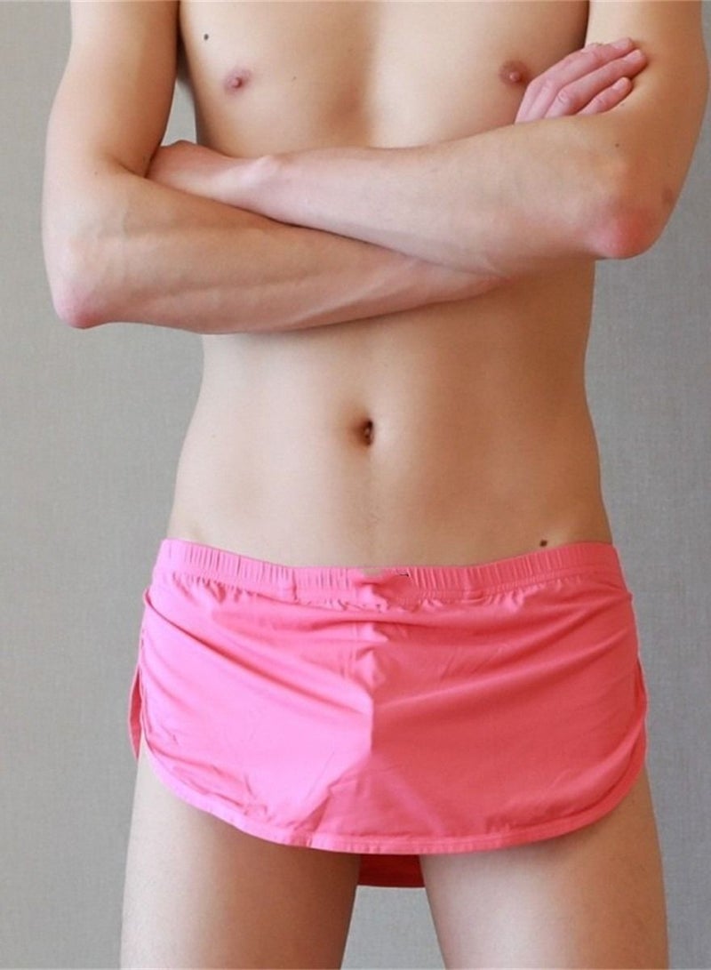 Men's Physiological Flat Angle Foot Split Thong Underwear Pink
