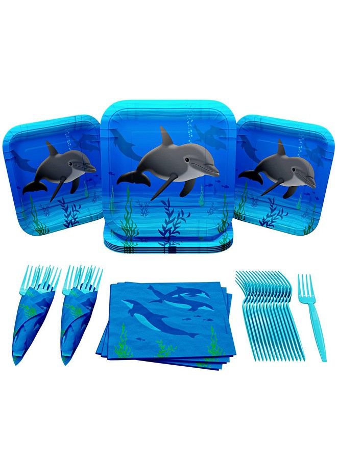 Dolphin Value Party Supplies Pack (60 Pieces For 16 Guests) Dolphin Party Supplies Ocean Themed Party Decorations Under The Sea Party Dolphin Party Underwater Party Blue Orchards