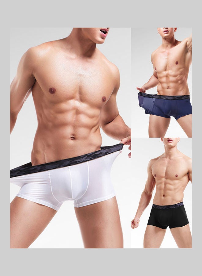 Solid Elastic Breathable Boxers White