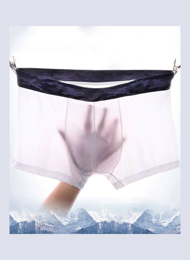 Solid Elastic Breathable Boxers White