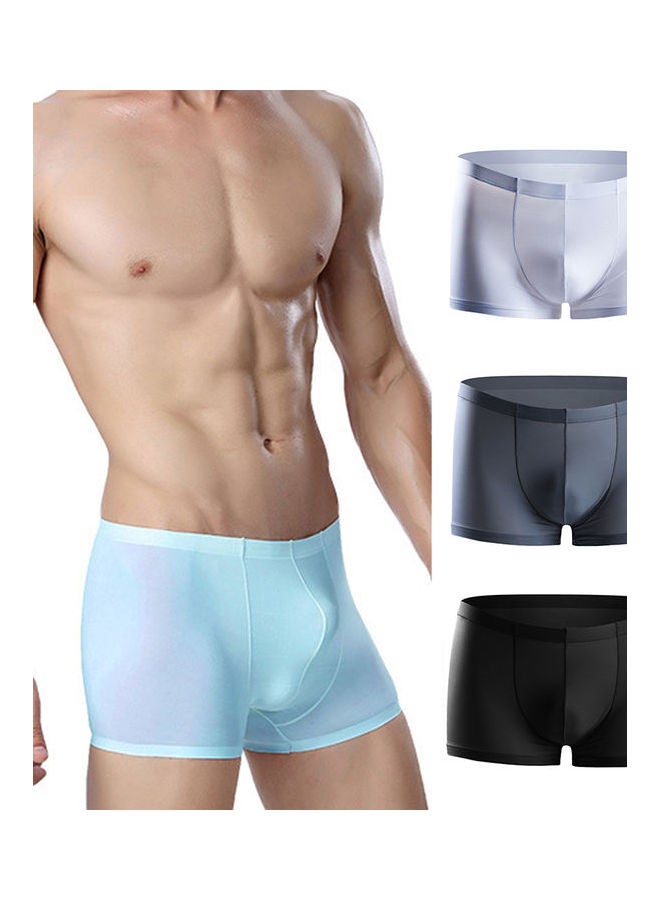 Men Solid Colour Thin Breathable Seamless Bulge Underwear Black